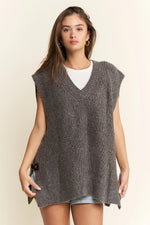 Buckled Oversized Sweater Vest - Charcoal
