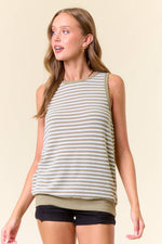 TEXTURED KNIT TANK: MOSS