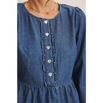 Romantic Twist Heart Buttons Denim Babydoll Top