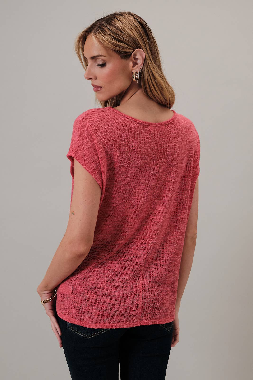 Short Sleeve Front Twist Top - Berry