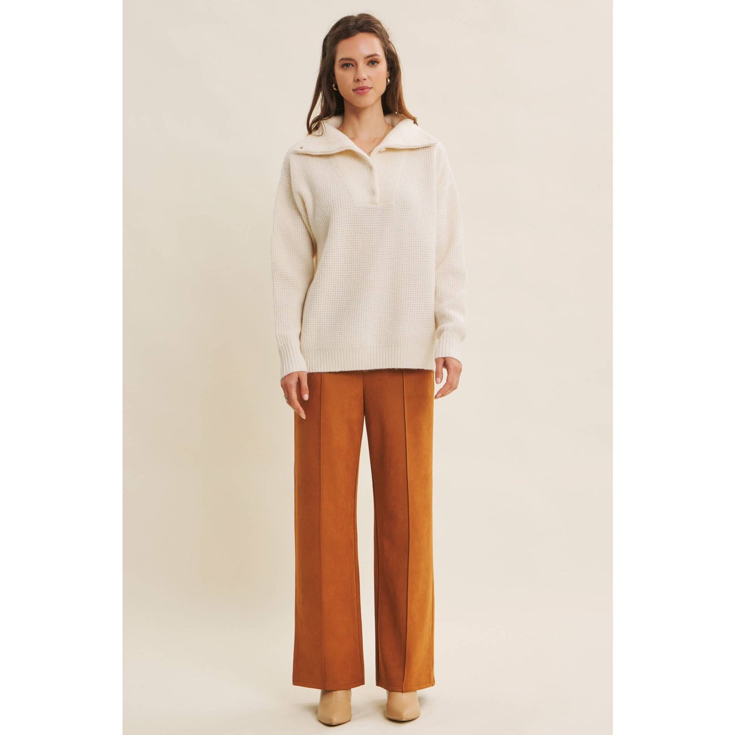 Essential Wool Waffle Knit Pullover - Cream