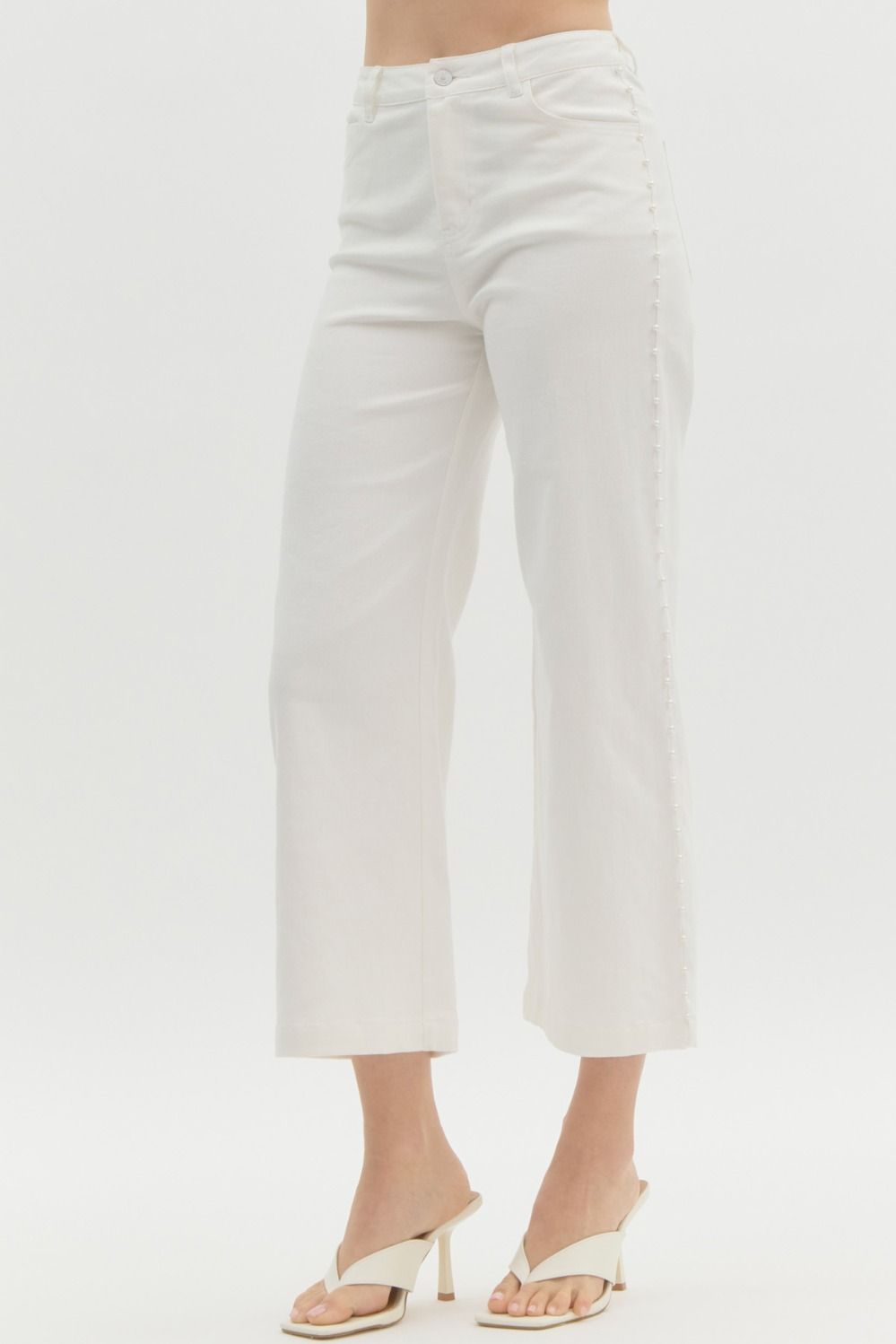 Pearl Accent Wide Leg Jeans