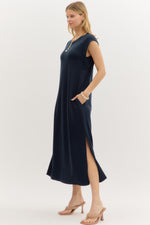 Caroline Sleeveless Midi Dress - Navy
