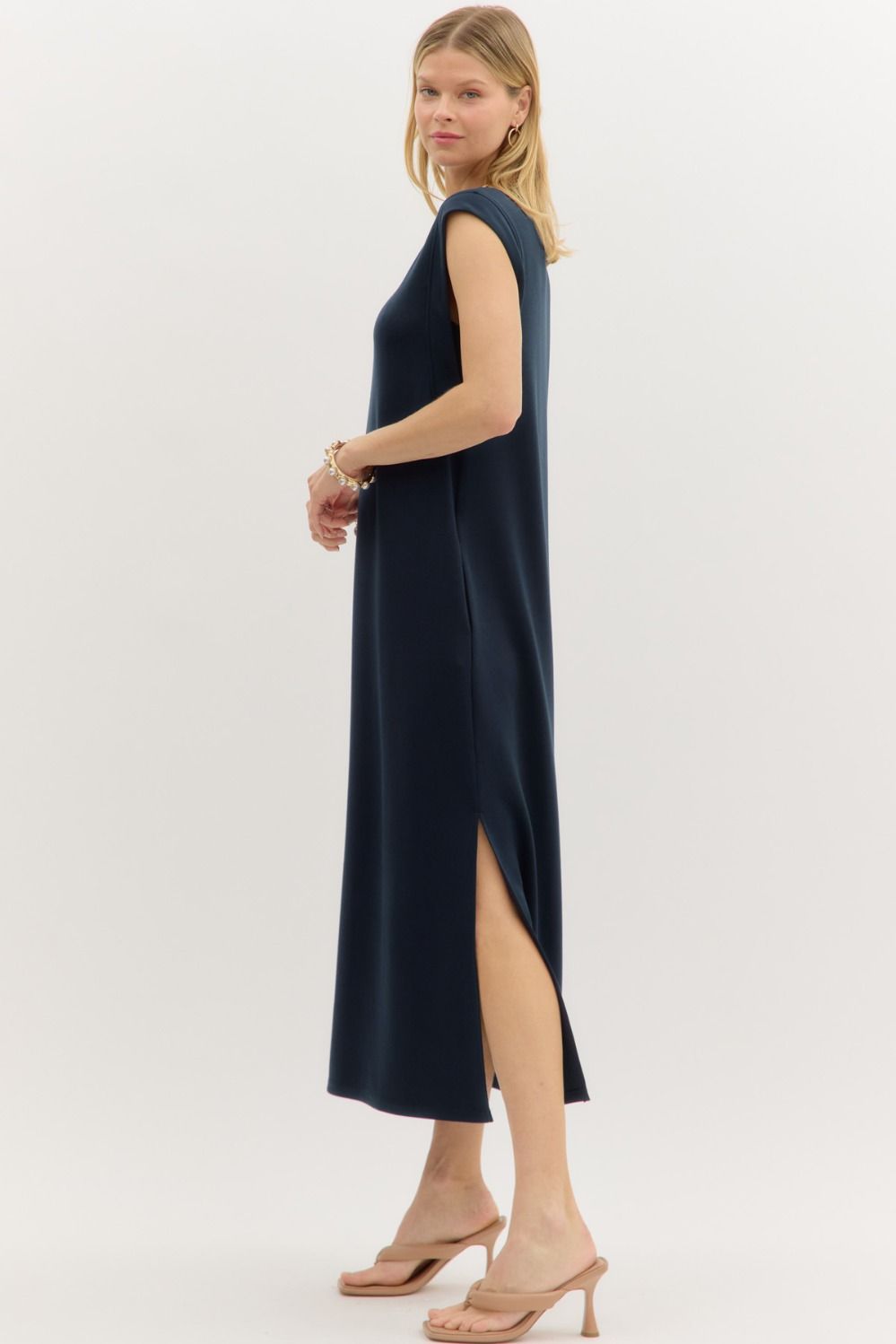 Caroline Sleeveless Midi Dress - Navy