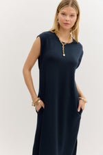 Caroline Sleeveless Midi Dress - Navy