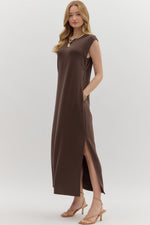 Caroline Sleeveless Midi Dress - Brown