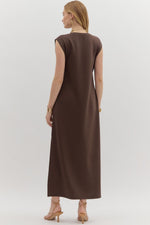 Caroline Sleeveless Midi Dress - Brown