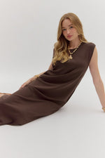 Caroline Sleeveless Midi Dress - Brown