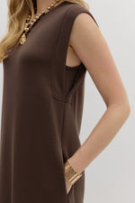 Caroline Sleeveless Midi Dress - Brown