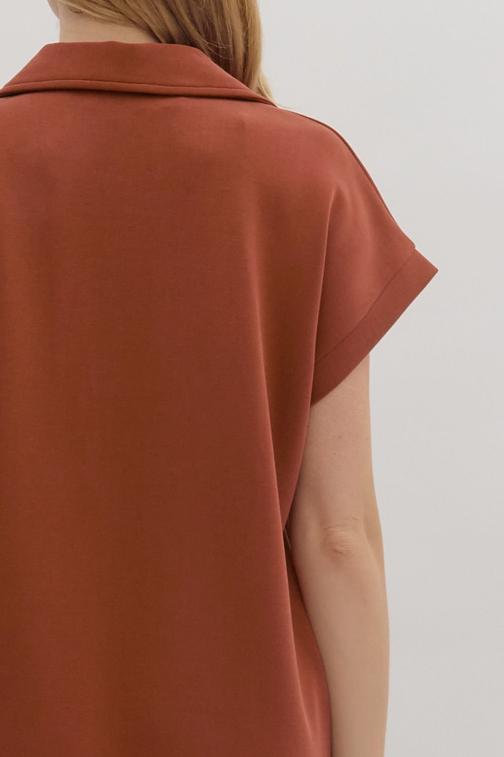 Hannah Collared Short Sleeve Midi Dress - Clay