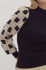 Detail Sleeve Mock Neck Top