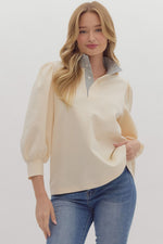 Statement Ruffle Collar with Balloon Sleeve Top