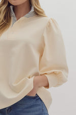 Statement Ruffle Collar with Balloon Sleeve Top