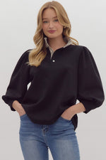 Statement Ruffle Collar with Balloon Sleeve Top