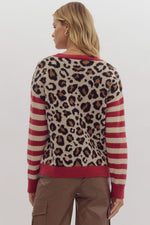 Red Stripe & Cheetah Print Sweater