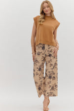 Mock Neck Muscle Tee Sweater - Camel