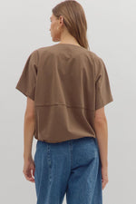 Adjustable Drawstring Short Sleeve - Coffee