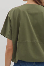 Adjustable Drawstring Short Sleeve - Olive