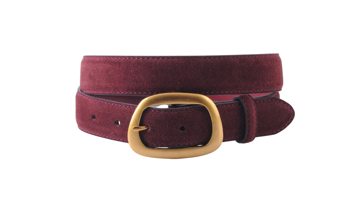Suede Belt with Organic Shape Buckle Black
