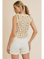 Crochet Tank Top - White & Taupe