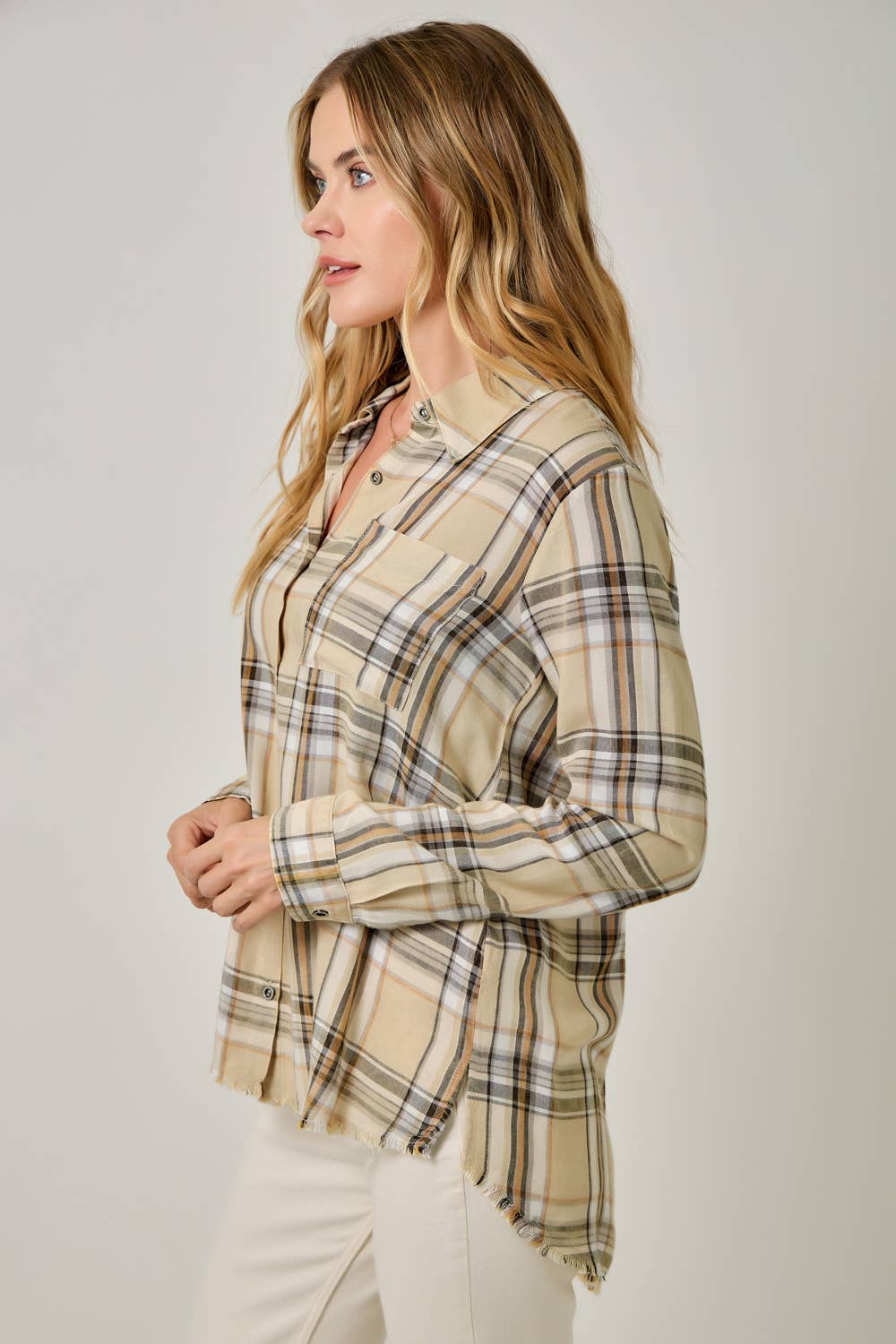 Washed Plaid Button Down Shirt: Washed Sand