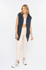 Oversized Quilted Fleece Vest with Hood