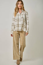 Washed Plaid Button Down Shirt: Vintage White