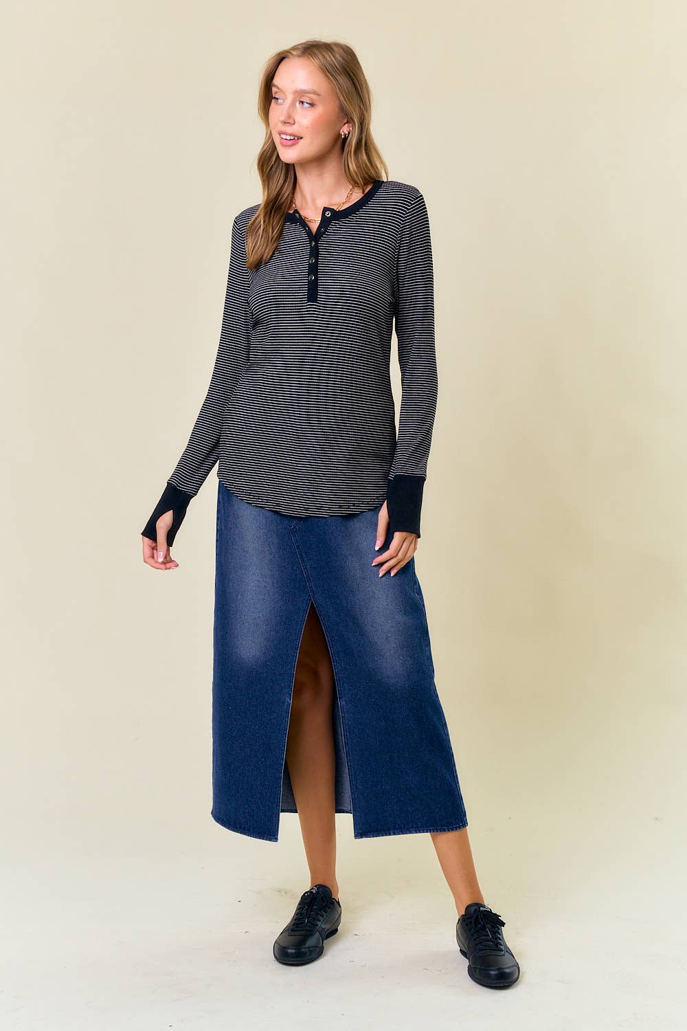 Henley Top With Contrast
