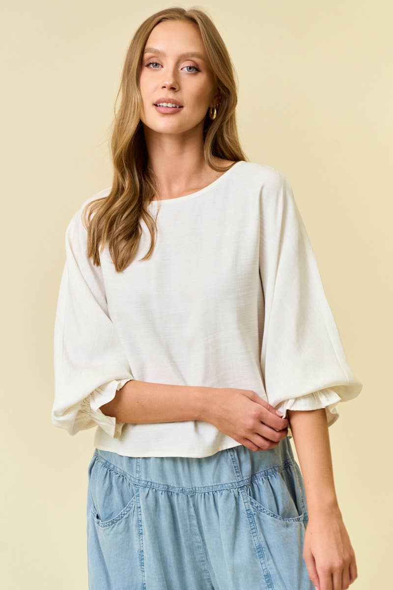 Linen Blend Top - Natural