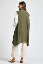 Sleeveless Crochet Midi Vest Cardigan - Dark Olive