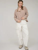 Ribbed Henley Long Sleeve - Khaki