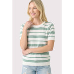 Short Sleeve Striped Sweater - Jade