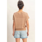 Open-Knit Dolman Sleeve Top - Dark Taupe