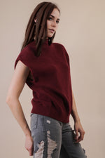 Soft Knit Sweater Vest Top - Burgundy