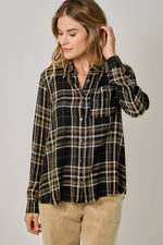 Washed Plaid Button Down Shirt: Washed Black