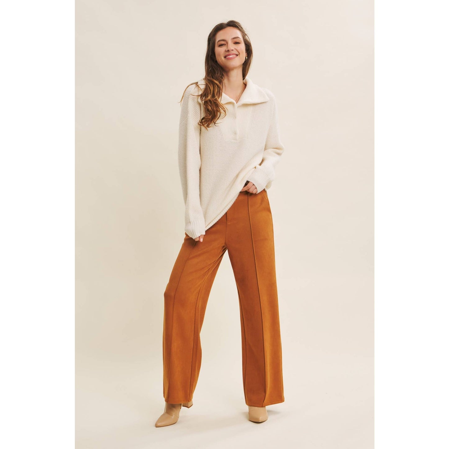 Essential Wool Waffle Knit Pullover - Cream