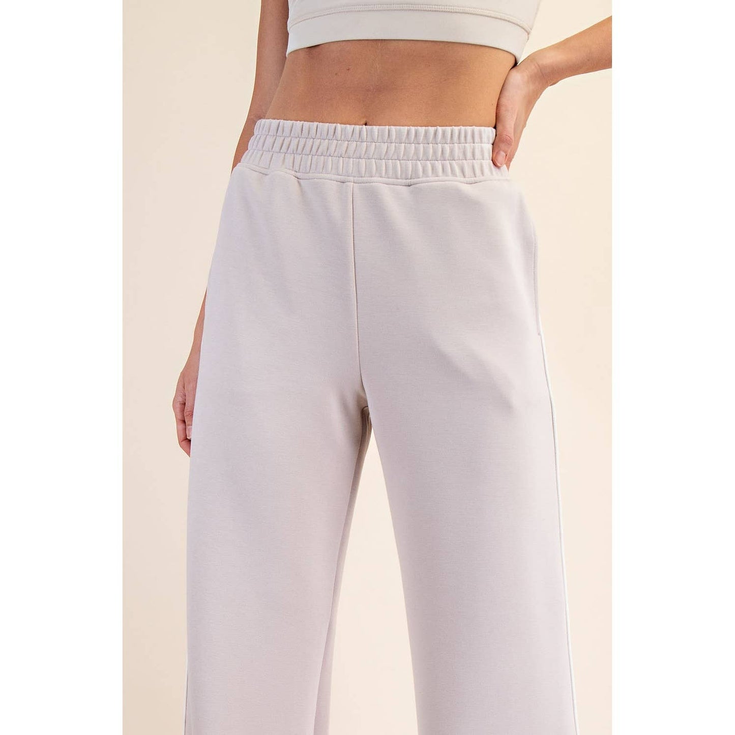 Modal Scuba Piping Straight Pant - Mocha Cream