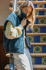 Oversized Micro Sherpa Vest - Dark Sea Green