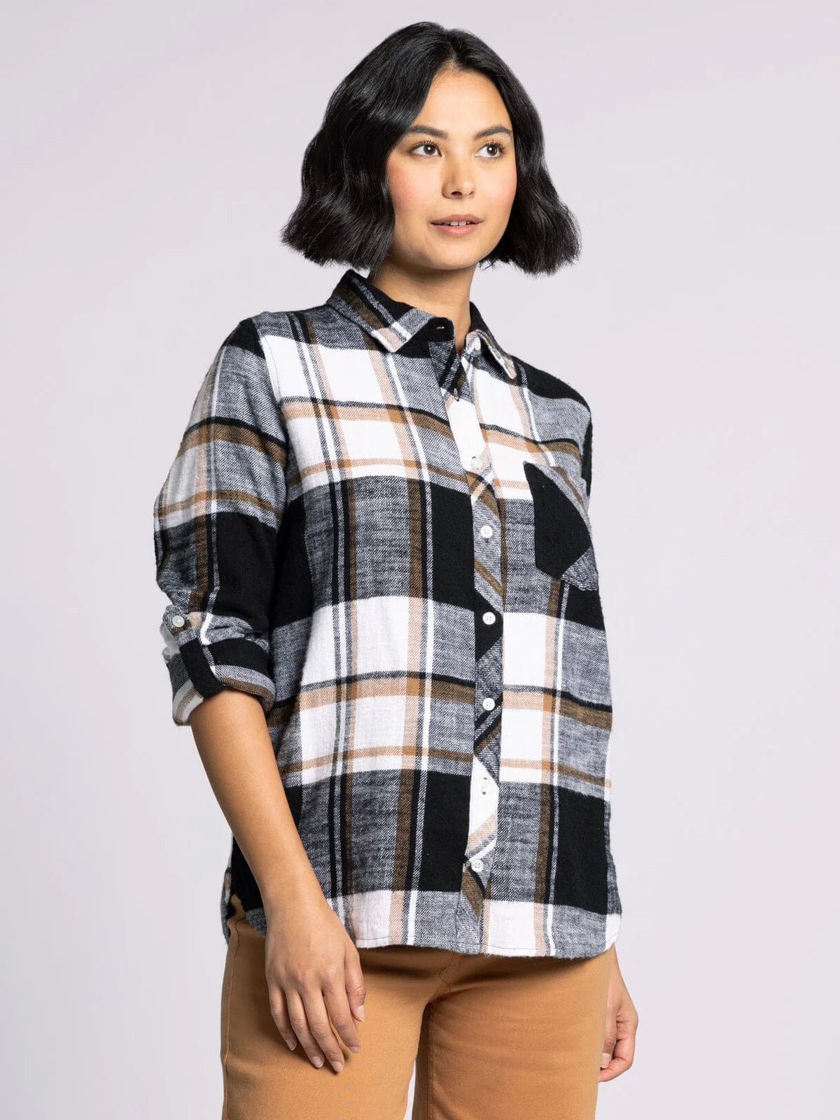 Kacey Shirt - Black Brown Plaid