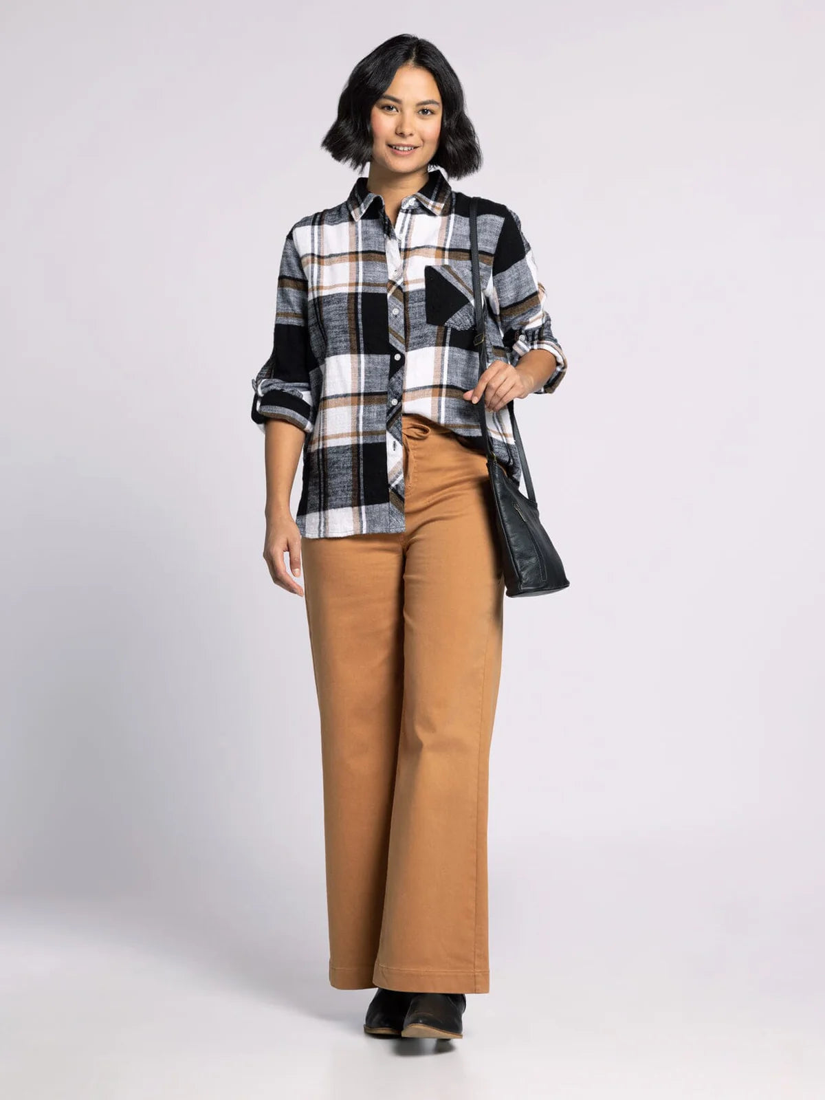Kacey Shirt - Black Brown Plaid