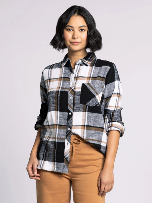 Kacey Shirt - Black Brown Plaid