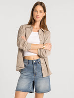 Navigator Top: Ivory Tan Plaid