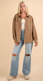 Oversized Cozy Button Down Shacket - Mocha