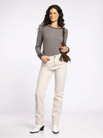Stacy Long Sleeve - Coffee Ivory Stripe