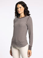 Stacy Long Sleeve - Coffee Ivory Stripe