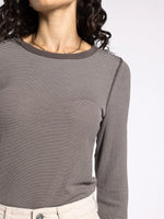 Stacy Long Sleeve - Coffee Ivory Stripe