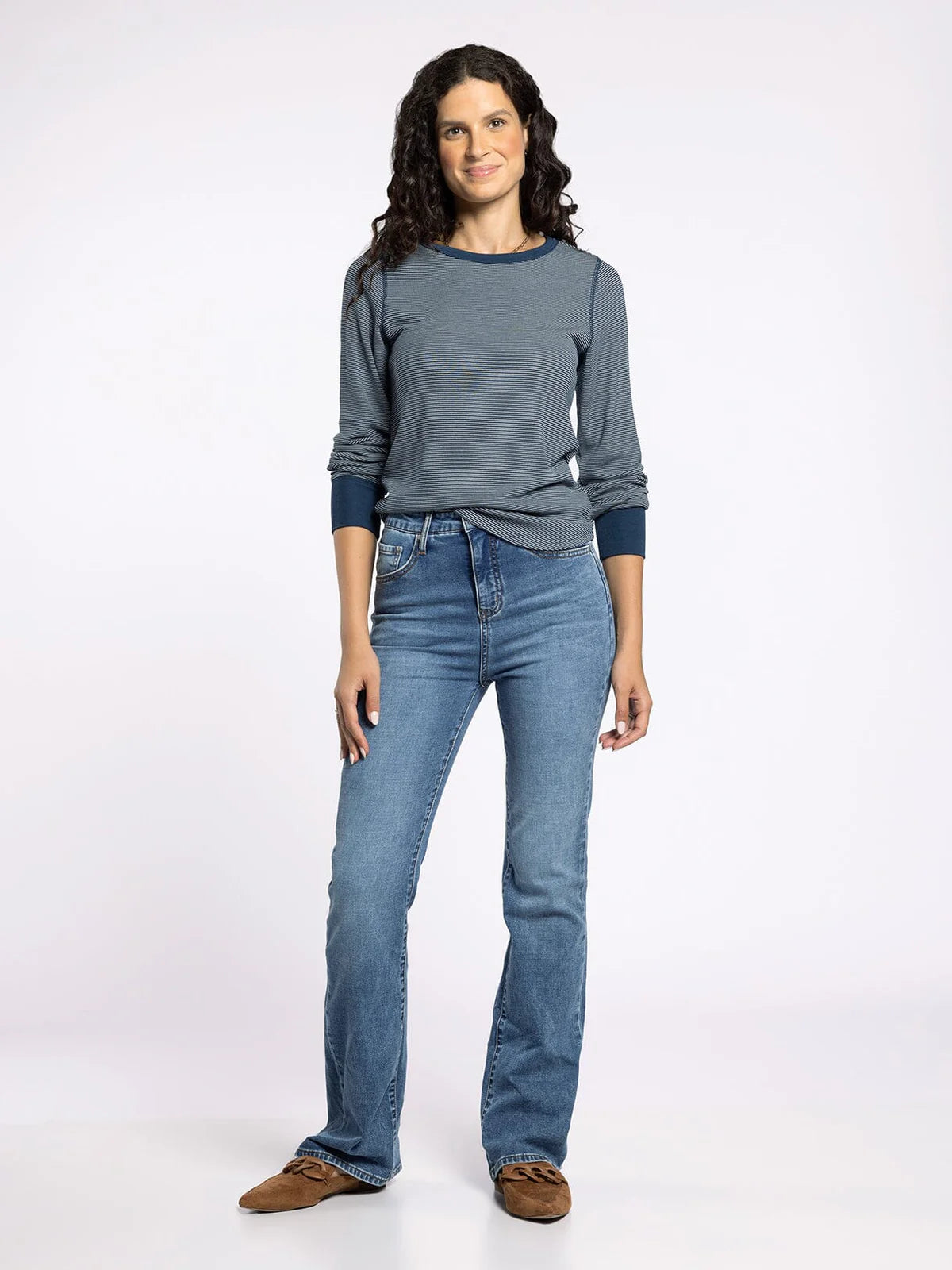 Stacy Long Sleeve - Navy Ivory