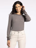 Stacy Long Sleeve - Coffee Ivory Stripe
